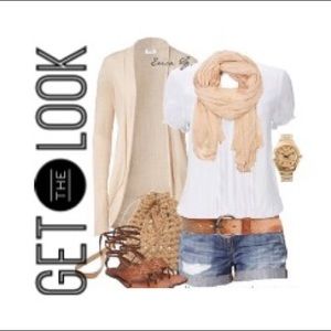 Tan long scarf or head wrap